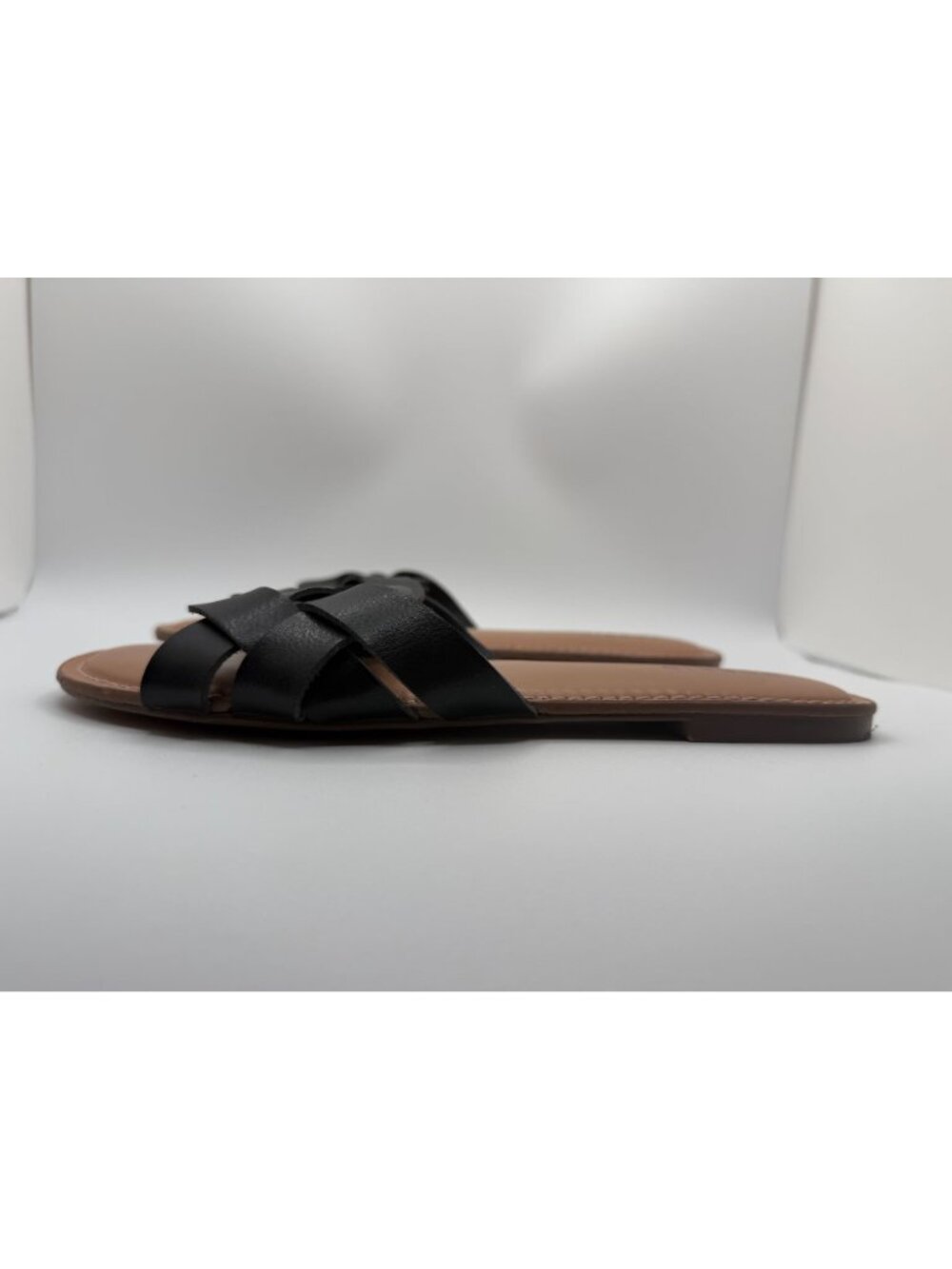 Torrid Black Woven Slide Sandals Women Size 8.5W Faux Leather Open Toe Shoes - Picture 8 of 14